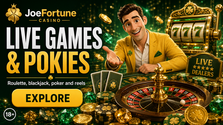 Joe Fortune live casino games with roulette and blackjack
